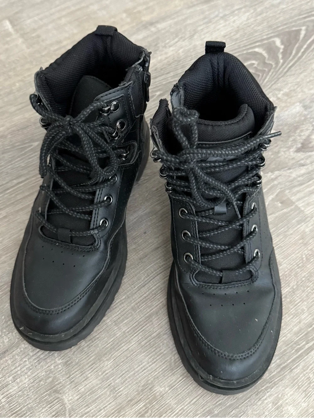Boys Black Lace-Up High-Top Shoes